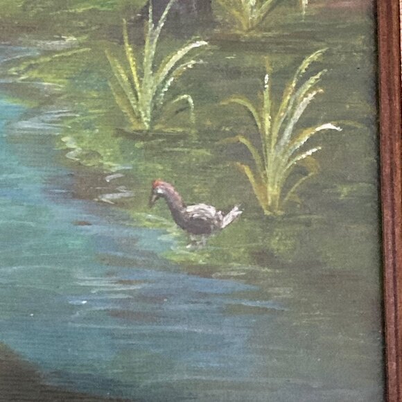 VTG Expressionist Painting Joan Lee Magical Forest Moody Landscape Framed Signed - Picture 5 of 13